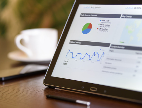 computer screen with a data graph being displayed on it