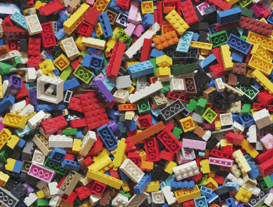 A huge collection of multi-coloured Lego. 