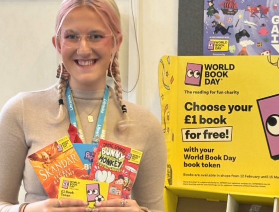 Emily at St John’s Library celebrating World Book Day