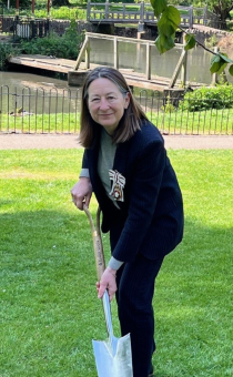 Mrs Beatrice Grant, the Lord-Lieutenant of Worcestershire, planting a tree in Gheluvelt Park
